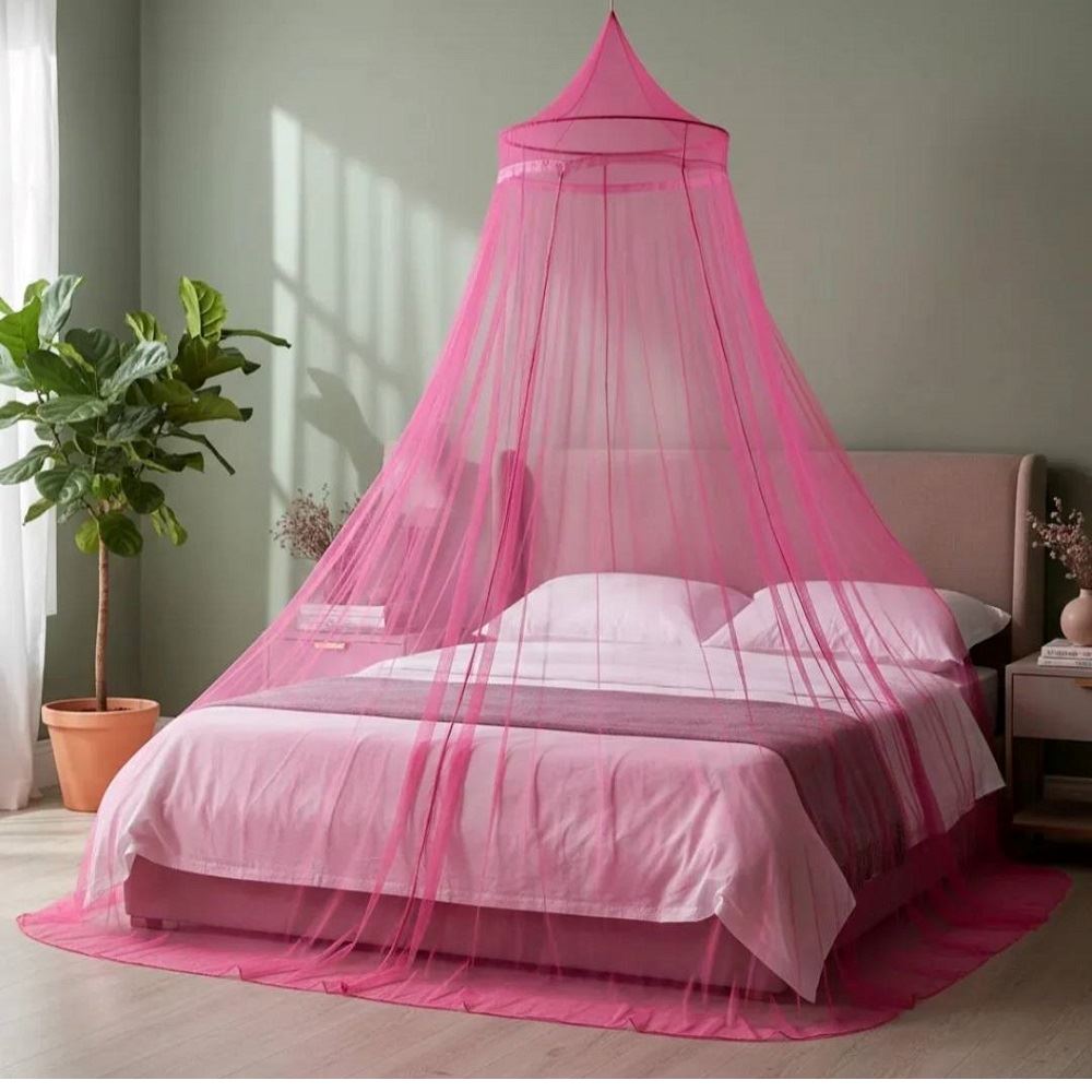Mosquitero Circular de Tul Princesa para Cama de 2 Plazas Rosado